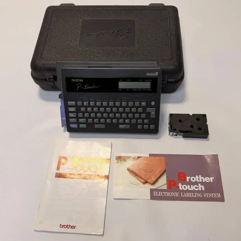 Vintage Brother P-Touch PT-20 Electronic Label Maker Printer Tested Black Japan